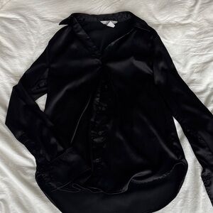 H&M Black Satin Button-Down Shirt